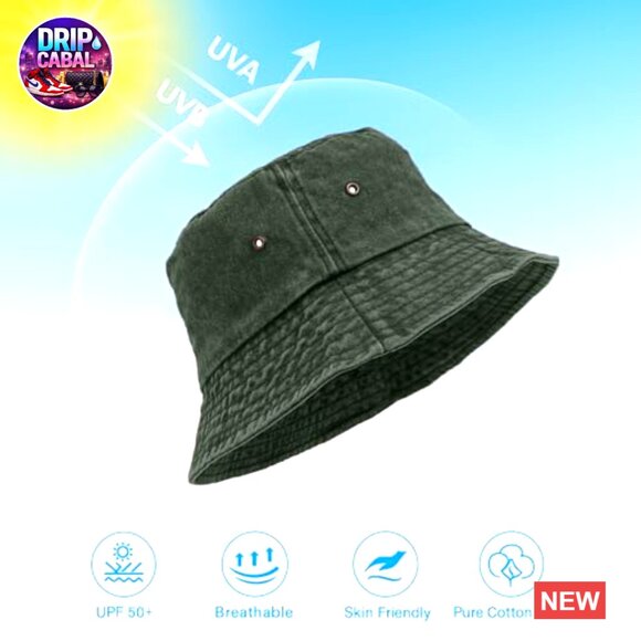 Vintage Washed Cotton Bucket Hat, Unisex, Packable, 50+ SPF main image 5